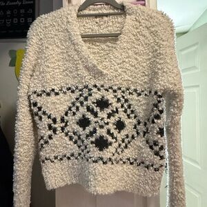 Hippie Rose Cozy White and Black Patterned Sweater! So soft!